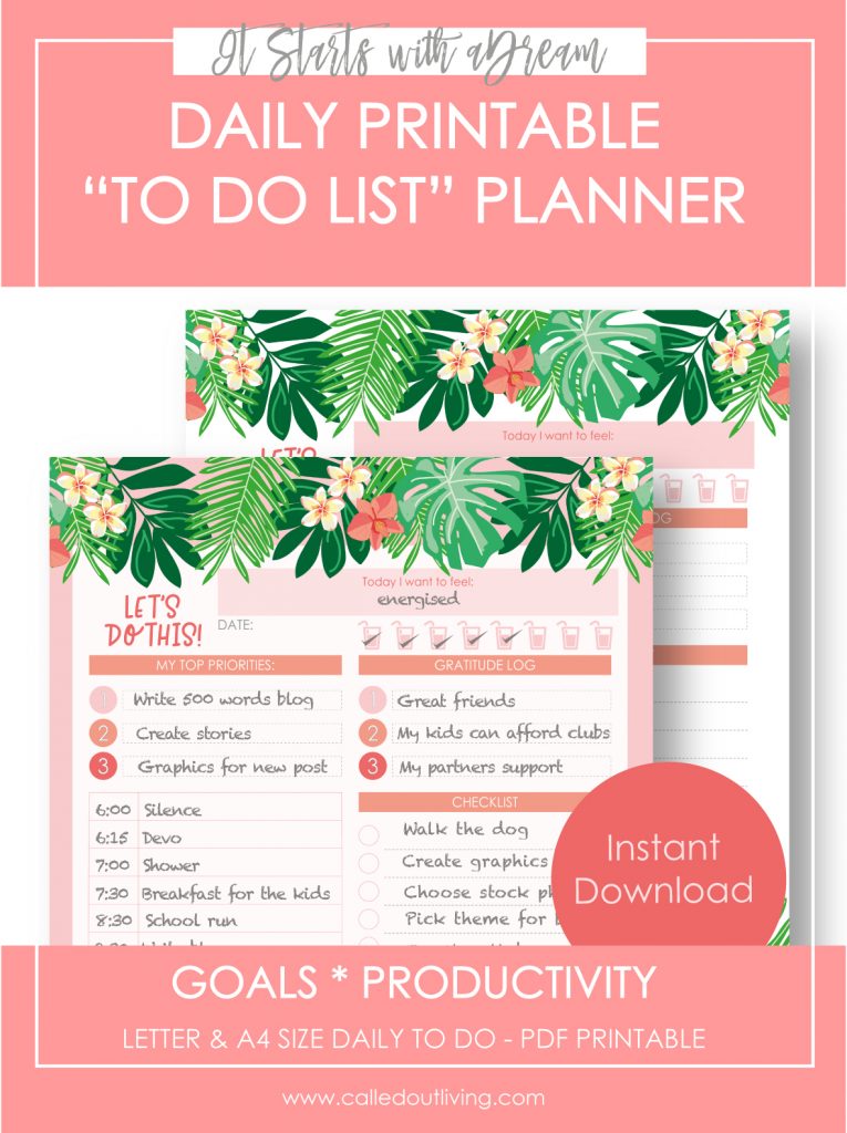 daily planner printable to do goal setting
