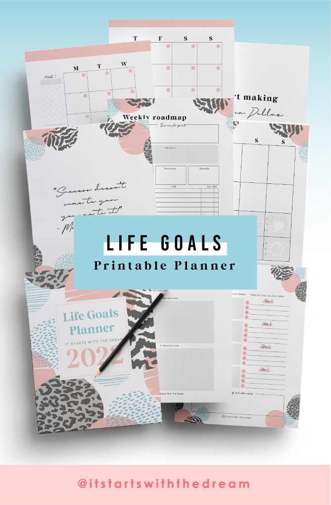 Create your dream life - craft a vision for your life - set your goals - life goals planner printable - design your life -vision board - dream life - values - habits - mindset - selfcare