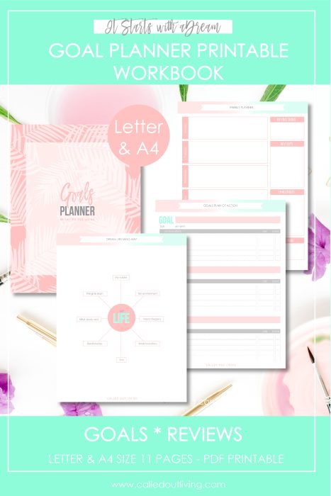 Work through this printable planner and workbook and start to dream, be inspired and believe in all the possibilities of life. Work through the various exercises to get clarity, define your values and picture your dream life. Reverse engineer it and use the printable sheets to organise & plan your days, weeks, months and quarters. Stay motivated and on track with your goal planning.